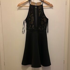 Papaya | Dresses | Black Lace Panel Skater Dress | Poshmark